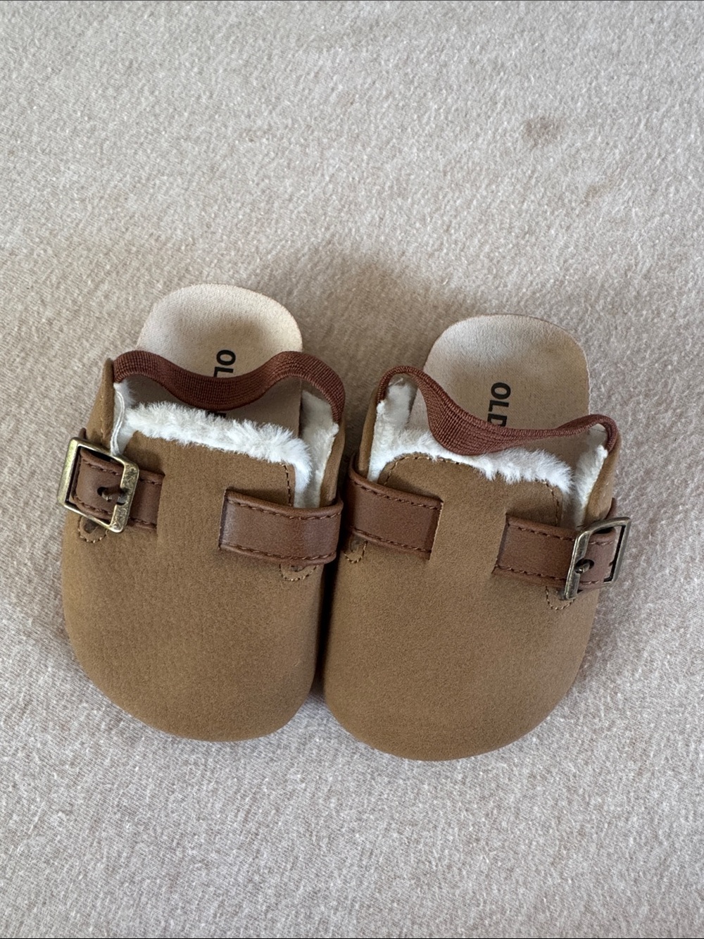 Old Navy Tan Faux-Suede infant clogs 3-6 months NWOT